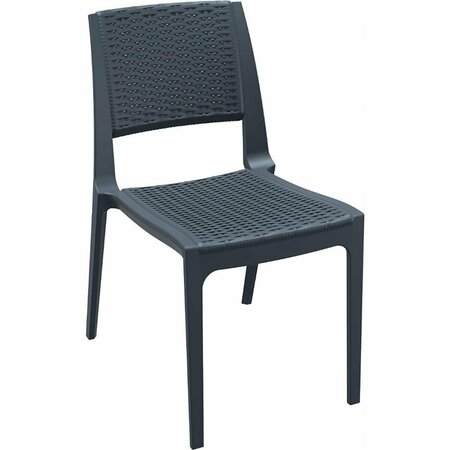 FINE-LINE Verona Resin Wickerlook Dining Chair, Dark Gray, 2PK FI220158